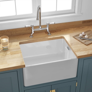 Butler & Rose Ceramic Fireclay Belfast Traditional Kitchen Sink with Weir Overflow - 595 x 455mm